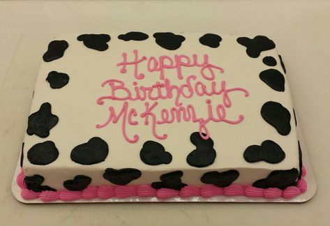 Easy Cow Print Cake, Cow Themed Sheet Cake, Cowprint Birthday Cakes, Cow Sheet Cake Birthday, Cow Print Cakes Birthday, Birthday Cake Cow Print, Holy Cow Im One Birthday Girl Cake, Cow Print Sheet Cake, Cow Print Cake Ideas