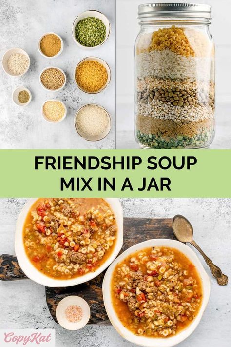 Jarred Soup Mix Gift Ideas, Beef Barley Soup Mix In A Jar, Jar Recipes Gifts Dry Mixes Soup, Friendship Soup Mix In A Jar Recipe, Dry Jar Mixes, Dried Soup In A Jar Great Gifts, Diy Dry Soup Mixes, Soup Seasoning Mixes, Dry Soup Mix In A Jar Gift Ideas