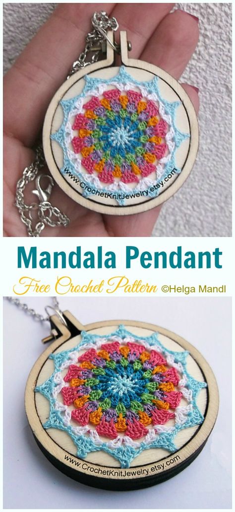 Mandala Pendant Crochet Free Pattern - #Mandala; Free #Crochet; Patterns Dream Catcher Step By Step, Crochet Dreamcatcher Pattern Free, Crochet Dreamcatcher Pattern, Crochet Dream Catcher, Crochet Pendant, Mandala Pendant, Crochet Coasters Free Pattern, Pattern Mandala, Crochet Dreamcatcher