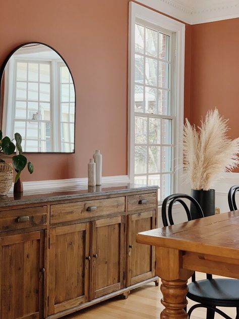 Room Inspiration Bedroom Aesthetic, Bedroom Apartment Aesthetic, Terracotta Dining Room, Inspiration Bedroom Aesthetic, Warm Room Aesthetic, Terra Cotta Paint Color, Minimalist Bedroom Cozy, Aesthetic Room Inspiration, Terracotta Living Room