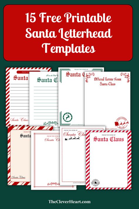 15 Free Printable Santa Claus Letterhead Templates - The Clever Heart Santa Letter Template Free Printable, Christmas Letter Template Free, Santa Claus Letterhead, Santa Claus Letter Template, Free Santa Letter Template, Santa Letterhead, Free Printable Santa Letters, Christmas Letterhead, Free Letters From Santa