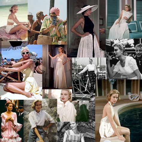 Grace Kelly Grace Kelly Aesthetic, Retro Lifestyle, Grace Kelly Style, Esther Williams, Vintage Hollywood Glamour, Princess Grace Kelly, Tv Fashion, Pink Pearls, Concept Board