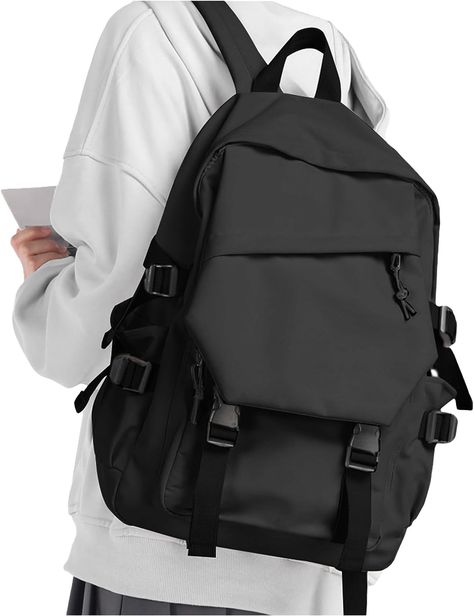 This backpack with computer compartment can hold a 14-inch laptop, and there are two small insert pockets. There is also an invisible front pocket that can be used to hold an iPad and a notepad. There is an anti-theft pocket on the back of the backpack that can be used to put your phone, credit cards and other valuables, so this backpack can also be used as an anti-theft backpack. There are also 2 water bottle holders that can be used to put umbrellas and water bottle. College Backpack Aesthetic, Backpack For College, College Backpacks, Small Backpack Purse, Aesthetic Backpack, Work Backpack, Simple Backpack, Aesthetic Bags, Backpacks For School