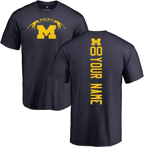 Michigan Wolverines Football Personalized Backer T-Shirt - Navy Football Tshirt Designs, School Spirit Shirts Designs, Football Shirt Designs, Football Spirit, Wildcats Football, Senior Football, Sports Tshirt Designs, Michigan Wolverines Football, Wolverines Football