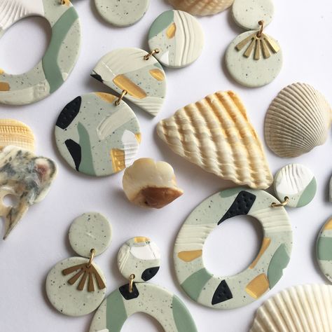 Check out the new summer collection - lightweight, hypoallergenic polymer clay earrings Marbled Clay, Bookmark Printing, Earring Inspo, Computer Paper, Play Clay, Green Clay, Sand Sea, Clay Earring, Lace Set