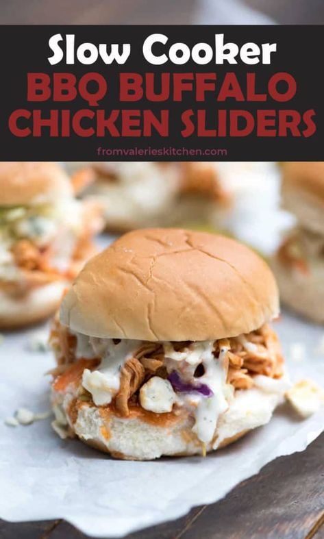 Buffalo Chicken Sliders Recipes, Crunchy Coleslaw, Buffalo Chicken Sliders, Bbq Chicken Crockpot, Frugal Recipes, Slow Cooker Bbq, Chicken Sliders, Chicken Dip, Penny Pincher