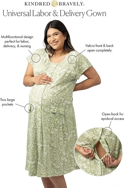 Kindred Bravely Universal Labor and Delivery Gown | 3 In 1 Labor, Delivery, Nursing Gown for Hospital Postpartum Pajamas, Labor And Delivery Gown, Maternity Work Wear, 37 Weeks Pregnant, Postpartum Nursing, Labor Delivery Nursing, Nursing Gown, Delivery Gown, Maternity Hospital