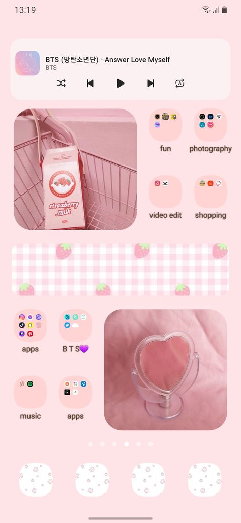 how to make your phone aesthetic, cute homescreen- pastel pink theme (youtube channel-yov) Pink Phone Aesthetic, Pastel Pink Theme, Pink Phone Theme, Make Your Phone Aesthetic, Ipad Aesthetic, Ios Homescreen, Phone Decor, Iphone Homescreen, Phone Inspo