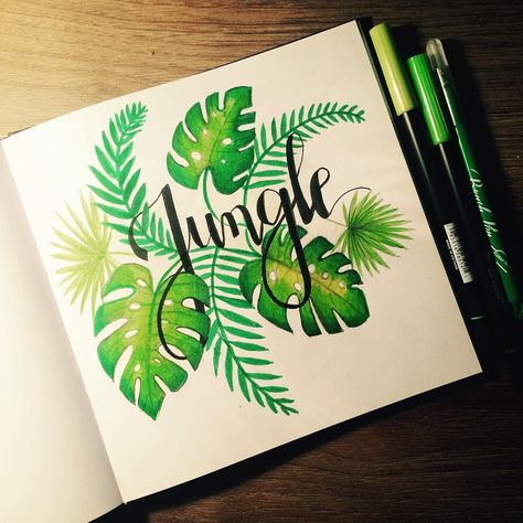 Pretty Leaves Drawing, How To Draw Jungle Leaves, Jungle Leaf Drawing, Jungle Leaves Drawing, Jungle Theme Drawing, Jungle Drawings, Jungle Drawing Easy, Jungle Doodles To Draw, Jungle Sketch