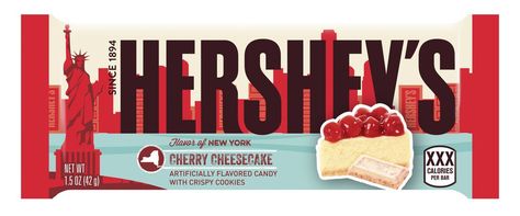 Flavor of New York: Hershey's Cherry Cheesecake Chocolate Bar | Flavors of America Candy Collection | POPSUGAR Food Exotic Snacks, Cheesecake Bar, American Candy, Pink Cookies, Crispy Cookies, Cherry Cheesecake, Coconut Almond, Hershey Chocolate, Cookie Crust