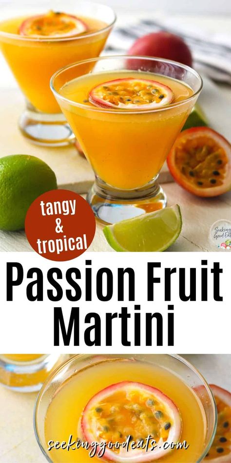 Passion Fruit Vodka Cocktail, Passionfruit Cocktail, Fruit Liqueur, Best Martini Recipes, Passion Fruit Martini, Fruit Martini, Recipes With Fruit Cocktail, Easy Cocktail Recipe, Passion Fruit Margarita