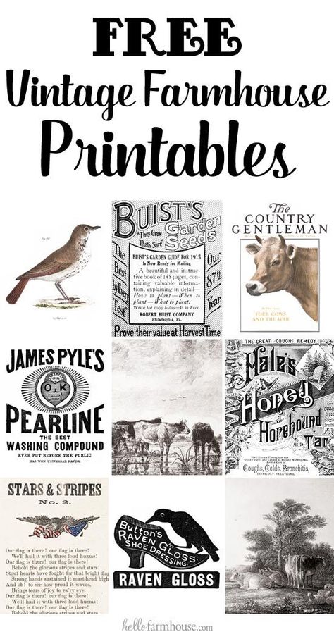 Who doesn't love free printables? Grab free farmhouse printables including farmhouse artwork, vintage ads, magazine covers, and even awesome old signs Library Farmhouse, Free Farmhouse Printables, Farmhouse Artwork, Farmhouse Printables, Etiquette Vintage, Foto Transfer, Free Vintage Printables, Stencils Printables, Free Printable Art