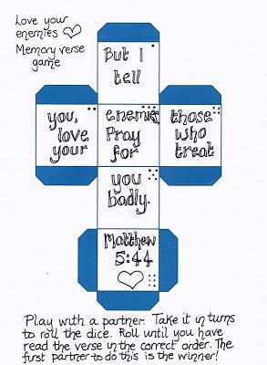 Flame: Creative Children's Ministry: Love your enemies memory verse game (Matthew 5:44) Bible Quizzing, Memory Verses For Kids, Memory Verse Games, Matthew 5 44, Verses For Kids, Sunday School Games, Camp Theme, Bible Quiz, Children's Church Crafts