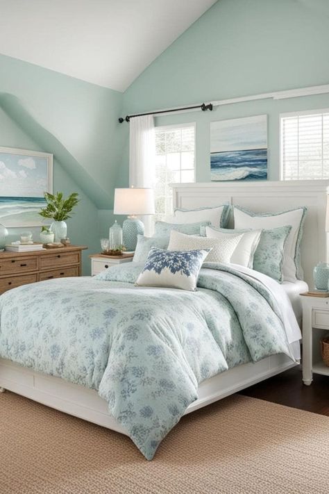 Sherwin Williams Coastal Paint Colors - West Magnolia Charm Sherwin Williams Tidewater Bedroom, Sherwin Williams Coastal Blues, Coastal Paint Colors Sherwin Williams, Sherwin Williams Coastal Paint Colors, Sherwin Williams Tidewater, Sherwin Williams Coastal, Surfer Bedroom, Sherwin Williams Blue, Coastal Paint Colors