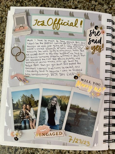 Engaged Scrapbook Ideas, Wedding Day Scrapbook Ideas, Wedding Photo Scrapbook Ideas, Scrapbook Ideas For Sisters Wedding, Scrapbooks For Couples, Scrapbook For Husband Ideas, Scrapbook Month Page, Engagement Scrapbook Ideas Layout, Wedding Gift Scrapbook