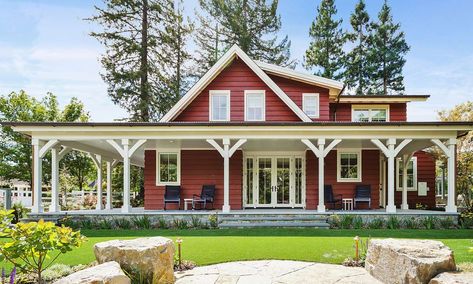 Red Farmhouse Exterior, Dreamy Farmhouse, Red House Exterior, 1920s Farmhouse, Eaton House, Inviting Interiors, Home Town Hgtv, White Farmhouse Exterior, Country Fireplace