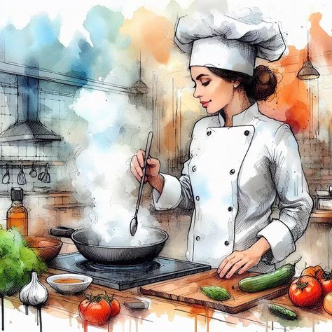 Premium Photo | The Art of Cooking A Chefs Passionate Creation Food Dp, Chef Photo, Girly Anime, Chef Images, Kitchen Cartoon, Chef Uniforms, Cooking Logo, Art Of Cooking, Baba Jaga