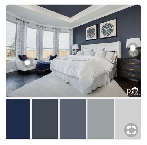 Bridal Party Color Palette Guest Bedroom Colors, Diy Daybed, Pulte Homes, Living Room Color Schemes, Room Color Schemes, Bedroom Color Schemes, Couple Bedroom, Gray Bedroom, Trendy Bedroom