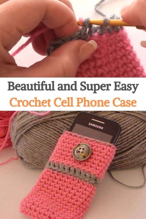 Beautiful and Super Easy Crochet Cell Phone Case Crochet Phone Case Pattern Free, Phone Case Video, Crochet Mobile Pouch, Crochet Case Pattern, Phone Bag Crochet, Phone Bag Pattern, Crochet Water Bottle Holder, Phone Case Holder, Super Easy Crochet