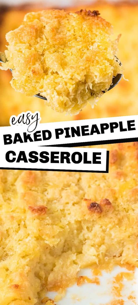 Pineapple Bread Casserole Scalloped Pineapple Recipes, Hawaiian Casserole Recipes, Scallop Pineapple Recipe, Pineapple Bread Casserole, Pineapple Stuffing Casserole, Pineapple Dessert Recipes Easy, Pineapple Bake Casserole, Pineapple Bread Pudding Recipe, Pineapple Desserts Easy