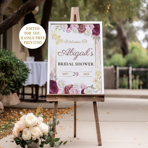 Bridal Party Sign, Bridal Entry, Custom Flowers, Entry Signs, Bridal Shower Sign, Bridal Shower Welcome Sign, Shower Welcome Sign, Bridal Shower Signs, Shower Sign