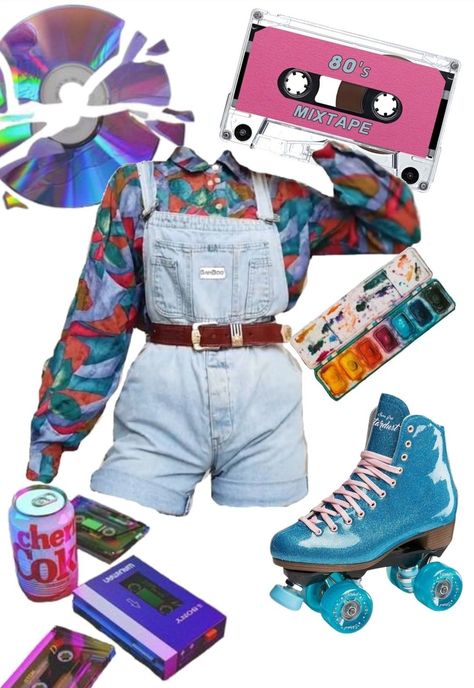 80s Rollerskate Outfit, 70s Rainbow Outfit, 80s Roller Rink Outfit, 80s Skating Outfit, 80s Outfits Summer Party, 80s Synthwave Aesthetic Outfit, 80s Spring Outfits, 80s Sporty Outfits, Colorful 80s Outfits