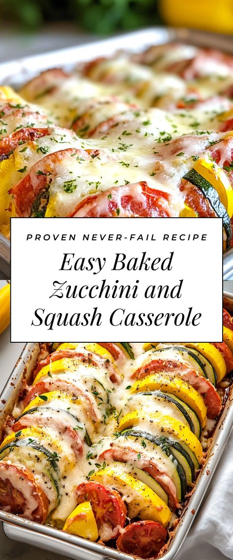 Image for Easy Baked Zucchini and Squash Casserole Vegetable Side Dishes Squash, Zucchini And Yellow Squash Recipes Chicken, Recipes With Squash And Zucchini, Zucchini Casserole Recipes Healthy, Squash Side Dish Recipes, Recipes With Squash, Zucchini And Squash Casserole, Baked Zucchini And Squash, Zucchini And Squash Recipes