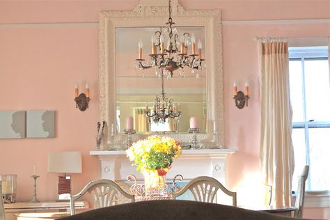 Benjamin Moore "pink cloud" Benjamin Moore Pink, Pink Dining Rooms, Old Country Houses, Blue Green Paints, Paint Palettes, Pink Cloud, Pink Home Decor, Pink Interior, Green Rooms