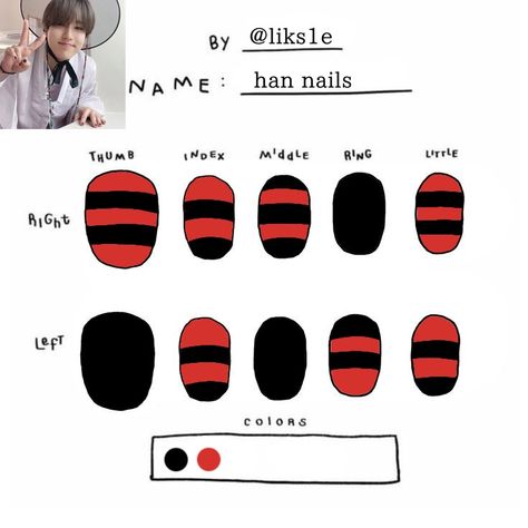 Han Nails, Uñas Skz, K Pop Nails, Skz Han Jisung, Idol Nails, Graffiti Nails, Kids Nail Designs, Nail Art For Kids, Band Nails