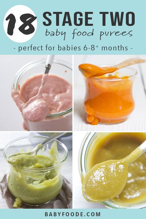 Moms, you need this collection of stage two baby food purees! Ideal for babies 6 to 8 months or older, these healthy homemade baby puree combinations are full of flavor, nutrients and are a fun way for baby to experience the wonderful world of food! #babies #babyfood Baby Puree Combinations, Homemade Baby Puree, Puree Combinations, Stage 2 Baby Food, Baby Food Recipe, Puree Recipes, 6 Month Baby Food, Making Baby Food, Diy Baby Food