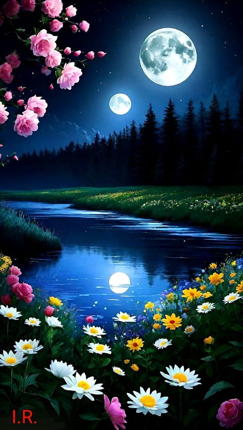 Night Scenery Wallpaper, Flowers Night Photography, Night Flowers Photography, Night Scenery Painting Moonlight, Indian Emblem Wallpaper, Night Flowers Moonlight, Beautiful Night Images, Pink Background Images, Iphone Wallpaper Lights