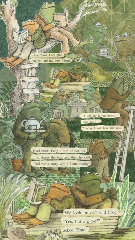 Cottagecore Wallpaper Iphone, Tea Friends, Cottagecore Green, Cottagecore Wallpaper, Frog Wallpaper, Frog And Toad, Toad, Story Time, Green Plants