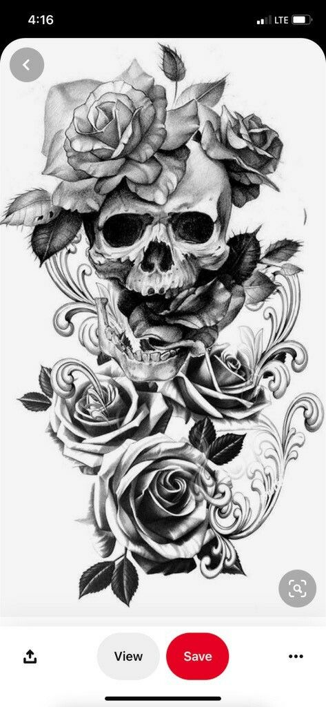 Sleeve Tattoos Skull, Pretty Skull Tattoos, Tattoo Crane, Beautiful Spine Tattoos, Skull Tattoo Flowers, Harley Tattoos, Feminine Skull Tattoos, Spine Tattoo Ideas, Skull Rose Tattoos