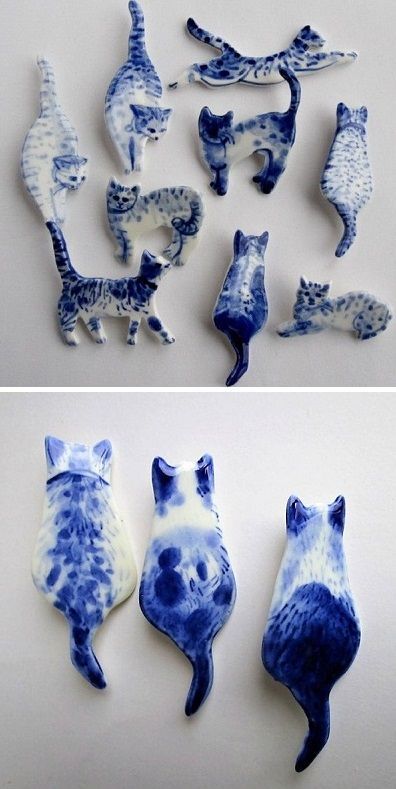 Ceramic Cats, Pottery Animals, Broken China Jewelry, Cat Figurines, Deco Originale, Crafty Gifts, China Jewelry, Broken China, Ceramic Animals