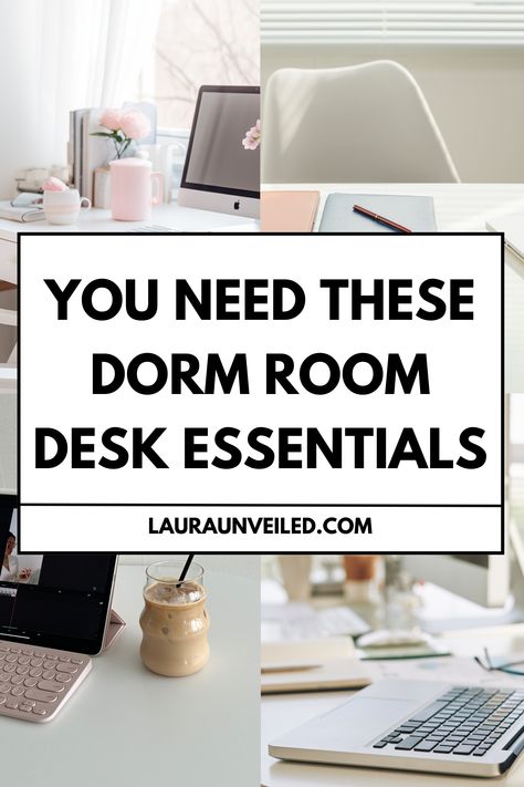 These are the best dorm room desk essentials. If you're looking for dorm essentials, you're probably interested in college dorm desk essentials as well. Dorm room essentials freshman year. Dorm desk organization. College dorm desk ideas. Dorm room essentials list. Dorm supplies list. Dorm room inspiration. Dorm desk decor ideas. Dorm desk inspiration. Dorm desk must haves. Dorm desk aesthetic. Dorm desk inspo. College dorm room essentials. Office desk must haves. Work desk must haves. College Desk Setup Dorm Layout, College Dorm Desk Setup, Dorm Room Desk Organization, Dorm Desk Setup, College Desk Setup, Dorm Room Desk Ideas, Room Desk Ideas, Room Essentials List, Dorm Desk Decor