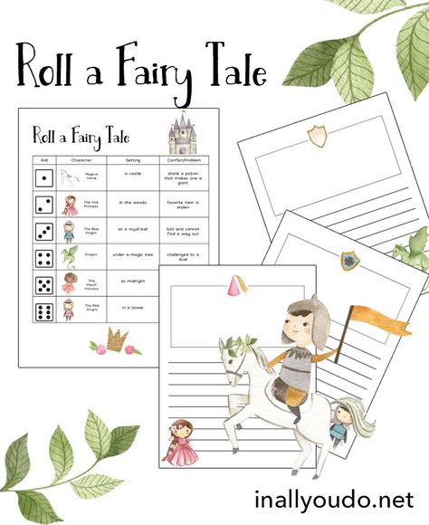 Do your kids love fairy tales? Now they can create their own with the Roll a Fairy Tale Printable Pack. Children can use the prefilled page or create their own and then roll the dice to get started. It is a fun, and easy way to encourage them in creative writing. #creativewriting #homeschooling #homeschoolers #iaydhomeschoolers Fractured Fairy Tales Activities, Fractured Fairy Tales Unit, Folk Tales Activities, Fairy Tales Kindergarten, Fairytale Lessons, 2024 Planning, Roll A Story, Fairy Tale Writing, Fairy Tale Activities