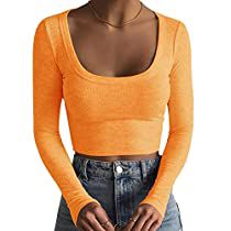 Check this out! Elegant Crop Top, Crop Top Design, Stylish Crop Top, Slim Fit Crop Top, Fall Attire, Crop Top Designs, Orange Long Sleeve, Maxi Dresses Fall, Basic Wear