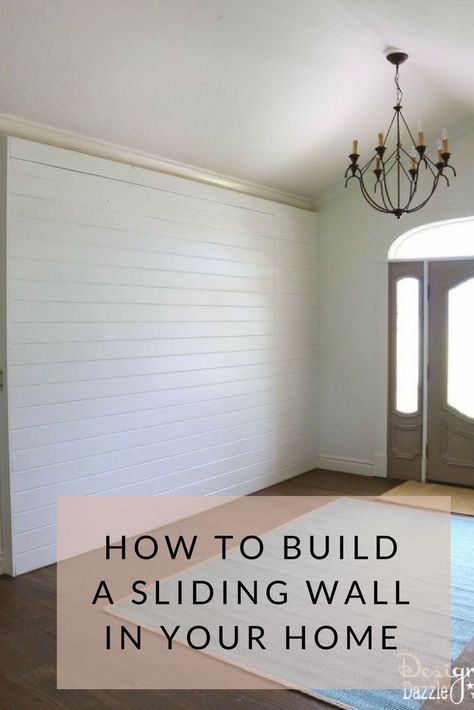 How To Build a Sliding Wall In Your Home - How To Build a Sliding Wall to Create a Secret Room. This may be a good way to hide our preps ➟ Sliding Door Room Dividers, Secret Walls, Fake Walls, Moveable Wall, False Wall, Sliding Room Dividers, Moving Walls, Ship Lap, Sliding Wall