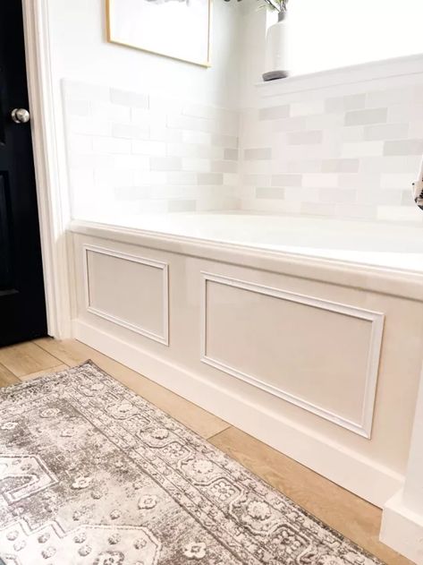 Discover a wallet-friendly way to transform your bathtub with DIY PVC trim. Revamp your bathroom effortlessly in no time! Bathtub Remodel On A Budget, Jetted Tub Surround Ideas, Garden Tub Makeover, Bathroom Molding, Bathtub Trim, Remodel Bathtub, Tub Skirt, Tub Surround Ideas, Bathroom Tub Remodel