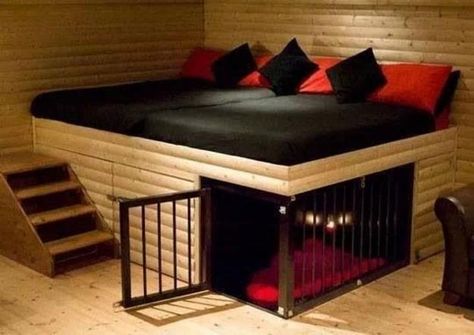 Space Saving Pets Beds, DIY Dog Nooks Perfect for Small Spaces Built In Dog Bed, Unique Bed Design, Build A Dog House, Cool Dog Houses, Bed Platform, Creative Bedroom, Unique Beds, Cool Beds, Dog Houses