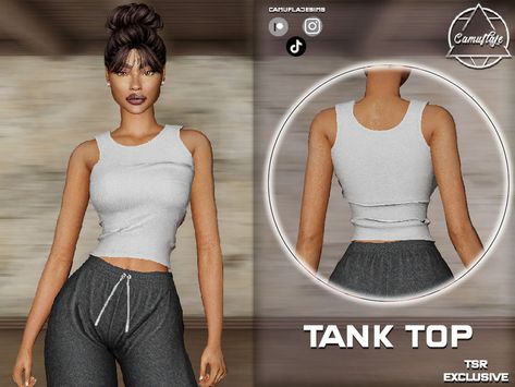 The Sims Resource - SET 411 - Tank Top Sims 4 Tank Top, The Sims Cc, Jeans Tshirt, Sims 4 Studio, Marvelous Designer, Sims 1, Sporty Casual, Ts4 Cc, Sims 4 Clothing