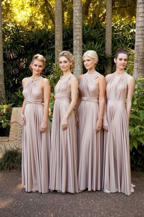 Check out the top convertible bridesmaids on the market and give your girls the option to change their style in multiple ways! Taffeta Bridesmaid Dress, Infinity Dresses, Wrap Dress Bridesmaid, Wedding Evening Gown, Wedding Bridesmaids Dresses Blue, Convertible Bridesmaid Dress, Multi Way Dress, Elegant Bridesmaid Dresses, Grey Bridesmaid Dresses