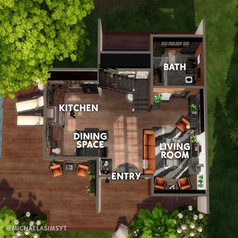 Michaela Sims | Sims 4 Builder ✨🇨🇿 on Instagram: "And now the floor plan of my Renovated Industrial Home 🧡  I really enjoyed playing around with the industrial style again, it's been a while since I have done that and I had a blast! ❤️  🧡 Moonwood Mill 🧡 20x15 🧡 $47,588  🧡 Origin ID: michaelasimsyt 🧡 Speed build on my YT channel, link in bio ________________ 🏷  the sims 4 | the sims 4 house | the sims 4 ideas | sims 4 speedbuild | sims 4 exterior  Game: @thesims | #thesims #thesims4 #sims4 #showusyourbuilds #ts4 #sims4build #simstagram #simsbuild" Renovated Factory, Sims 4 Ideas, Lofted Bedroom, Sims 4 House, Sims 4 Speed Build, Sims 4 House Plans, Sims 4 House Building, Industrial Home, Suburban House