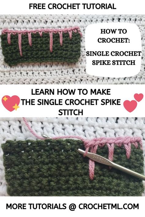 Spike Stitch Crochet, Crochet Spike Stitch, Crochet Single Crochet, Spike Stitch, Diy Beginner, Beginner Crochet Tutorial, Easy Crochet Stitches, Stitch Tutorial, Beginner Crochet