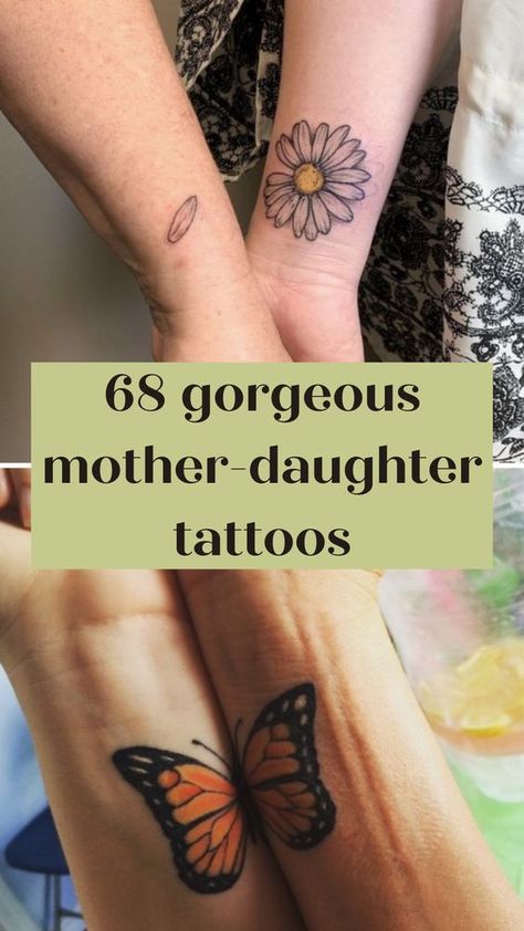 A mother and daughter's bond is forever. So, why not get a tattoo? Here's some mother-daughter tattoo inspiration. Mother And Daughter Tatoos, Mother Daughter Bond, Mommy Daughter Tattoos, Unique Tattoos Black Women, Mom Daughter Tattoos, 16 Tattoo, Mother Daughter Bonding, Bug Tattoo, Mother Tattoos