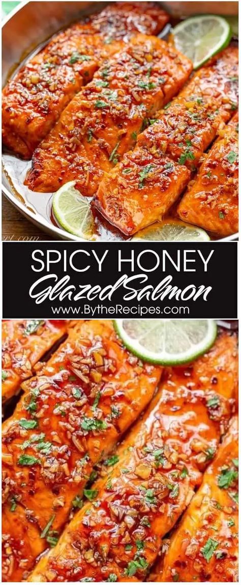 Spicy Honey Glazed Salmon – By the Recipes Spicy Salmon Recipe, Cheap Salmon Recipes, Spicy Honey Glazed Salmon, Spicy Honey Salmon, Honey Chicken Crockpot, Spicy Salmon Recipes, Mustard Glazed Salmon, Honey Salmon Recipes, Salmon Marinade Recipes