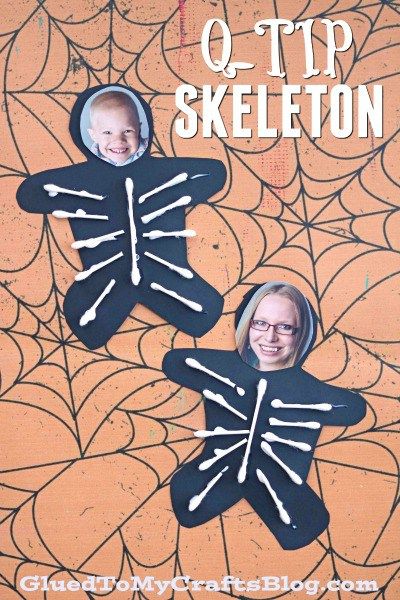 Q-Tip & Paper Skeleton - Halloween Themed Kid Craft Idea Paper Skeleton, Skeleton Craft, Room Decor Crafts, Halloween Crafts For Toddlers, October Crafts, Halloween Preschool, Bone Crafts, Easy Halloween Crafts, Kid Craft