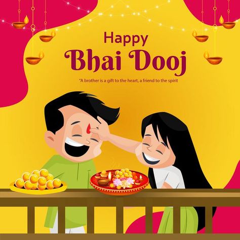 Bhai Dooj Creative Poster, Bhai Dooj Creative, Creative Banner Design, Bhai Dooj Images, Happy Bhai Dooj, Buddha Painting Canvas, Bhai Dooj, Creative Banners, Brother And Sister Love