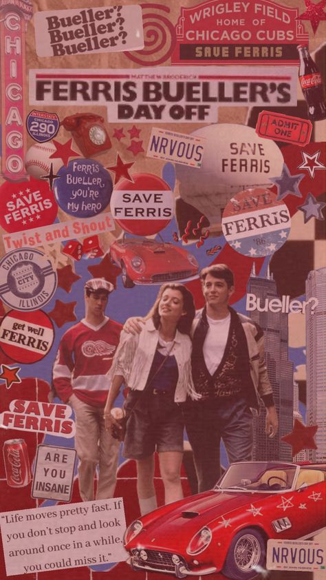 Comp entry for @ainttalkinboutluv ‼️ #ferrisbuellersdayoff #ferrisbueller #80s Ferris Bueller’s Day Off, Save Ferris, Movie Collage, Brat Pack, Ferris Bueller, 90s Movies, 80s Movies, Vintage Aesthetic, Day Off