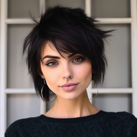 Top 50 Cropped Haircuts for Women: Stylish Hairstyles for Every Face Shape Punk Rock Short Hair For Women, Radical Haircuts For Women, Short Goth Haircuts For Women, New Haircuts 2023 Women, Short Rocker Hair Rock Chic, Bold Short Hair, Mullet Bob Hairstyle Women, Fun Haircuts For Women, Short Haircuts For Women Edgy